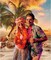 5X7ft Polyester Summer Beach Seaside Sunset Backdrop Tropical Hawaiian Ocean Palm Tree Photography Background for Aloha Luau Party Decoration Supplies Banner Photo Booth Props